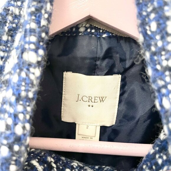 J.Crew Factory Blue Tweed Wool Blend City Coat Size 2 - Picture 3 of 8